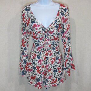 American Eagle Floral V-Neck Romper | Size Small
